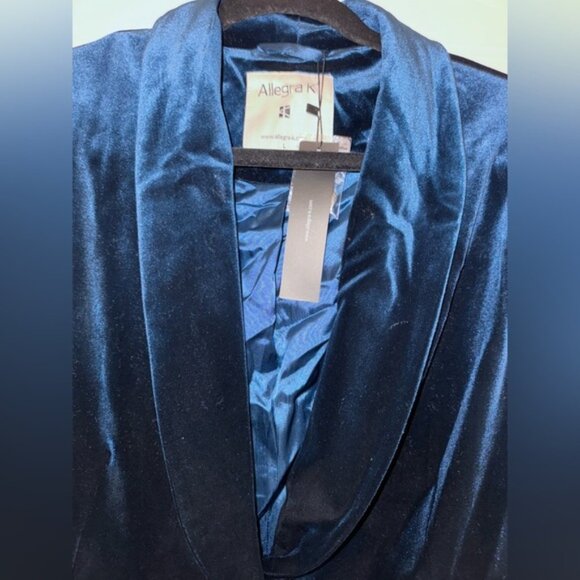 NWT Allegra K Women's Deep Blue Velvet Blazer - Picture 3 of 7